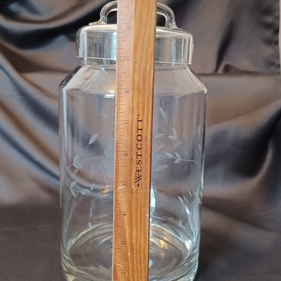 Vintage Princess House Crystal Biscuit Barre #110 Lid. Etched Floral Heritage - Picture 5 of 10